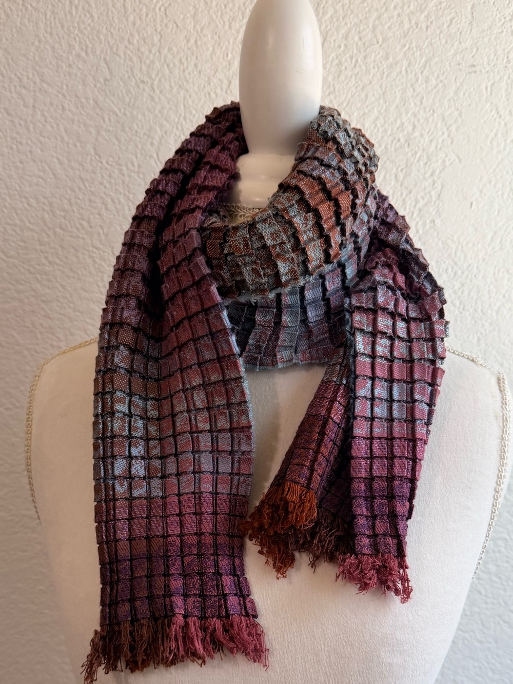 Vintage Descours Paris Silky Textured Multicolor Scarf Made in France